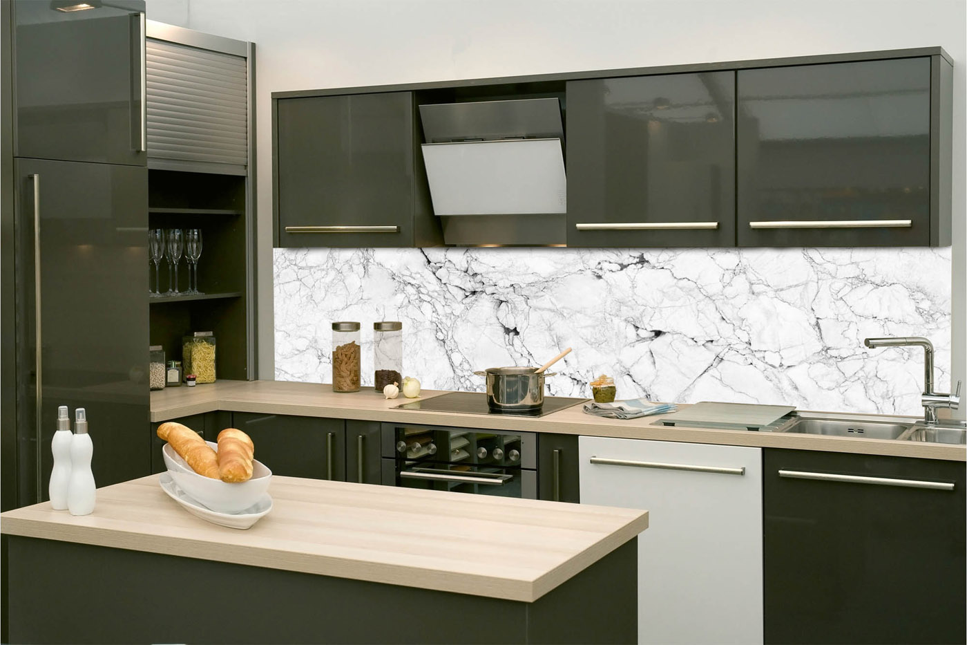 Fototapeta do kuchyně - Bílý mramor 260 x 60 cm 
