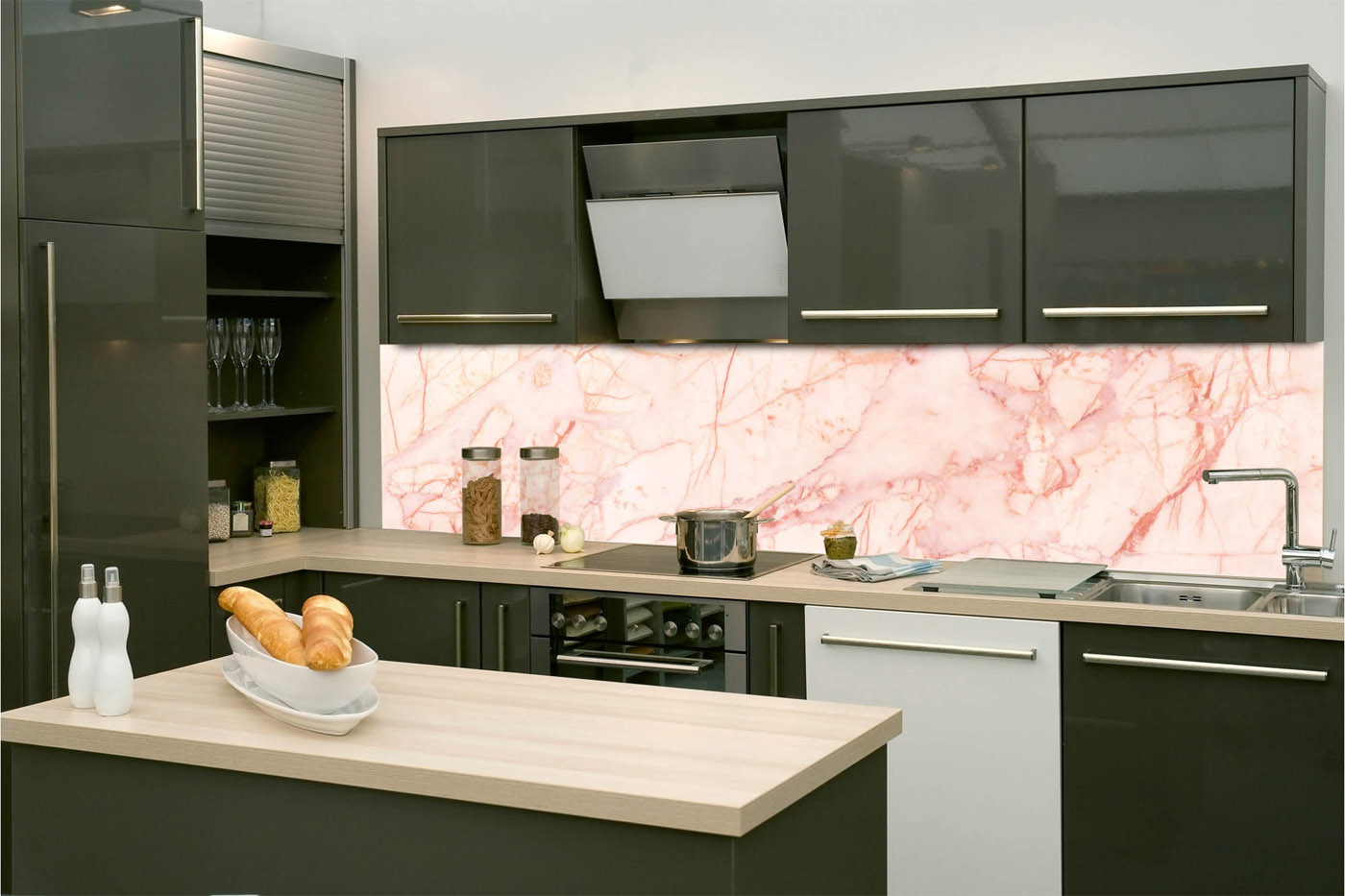 Fototapeta do kuchyně - Růžový mramor 260 x 60 cm 