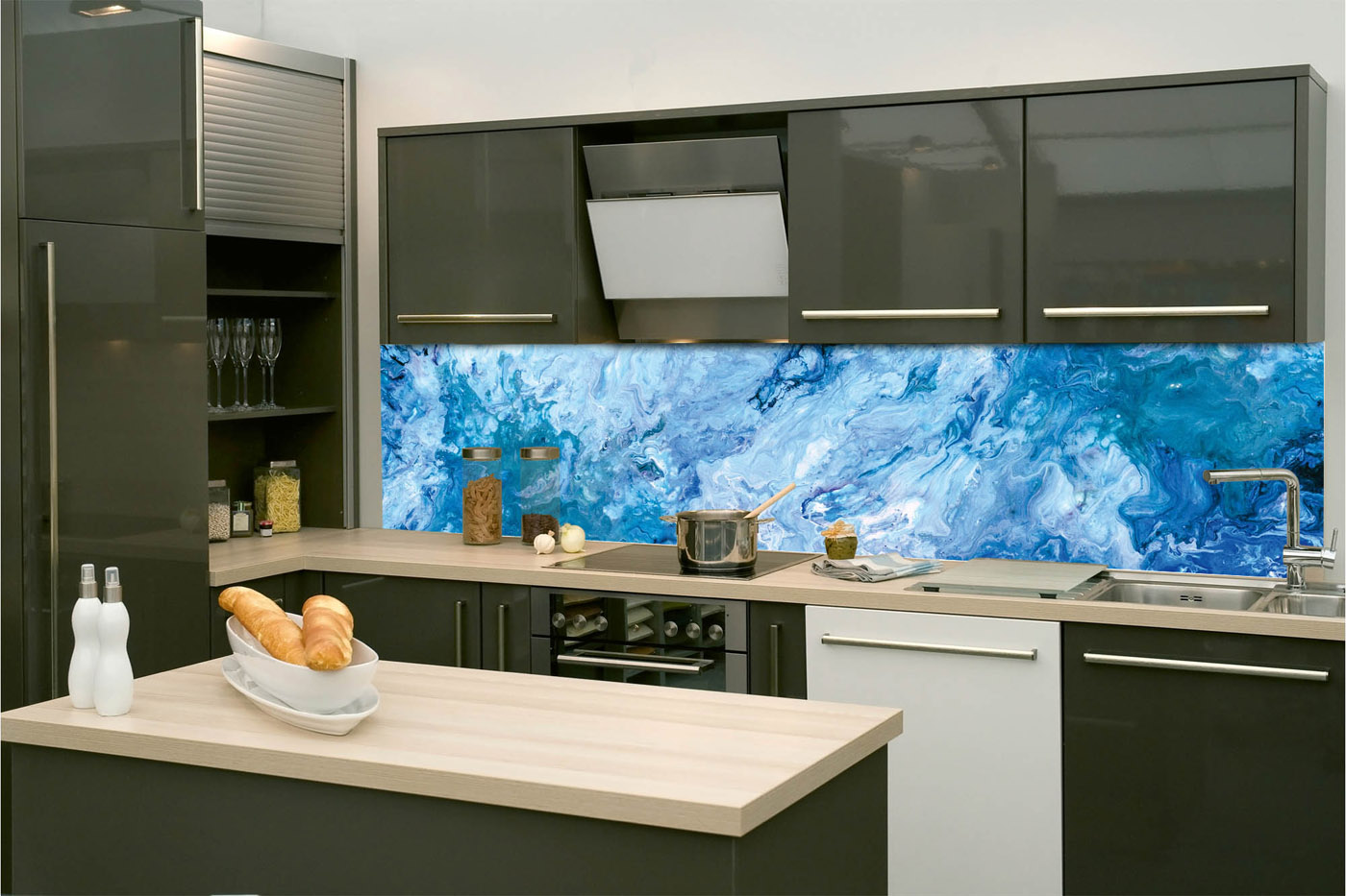 Fototapeta do kuchyně - Modrý abstrakt 260 x 60 cm 
