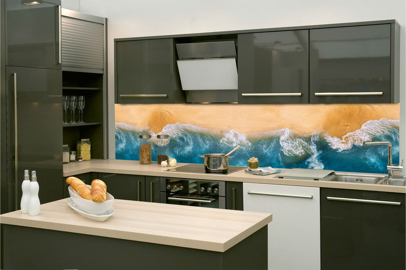 Fototapeta do kuchyně - Modrý oceán 260 x 60 cm 