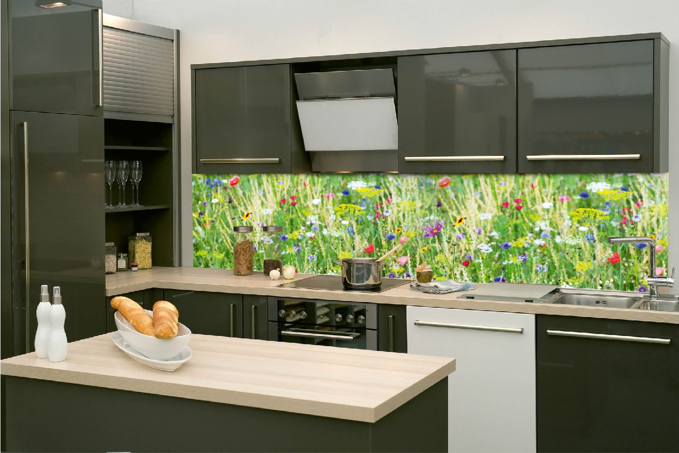 Fototapeta do kuchyně - Květinová louka 260 x 60 cm 